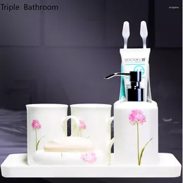 Bath Accessory Set Toiletries Toilet Toothbrush Cup Washing Bone China Lotion Bottle Badroom Accessories Early Tray Table Storage