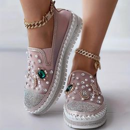 Casual Shoes Loafers Women's Rhinestone Decor Mesh Sneakers Slip On Low Flat