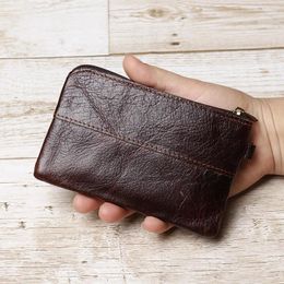 Card Holders Soft-Top Layer Of Cattle Pick-Up Bag Small Change Purse Men And Women Retro Hand-Wax Leather Ultra-Thin Driver's Licence Pack