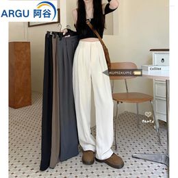 Women's Jeans Women Chic Office Wear Straight Pants Vintage High Ladies Trousers 2024 Spring/Summer/Autumn Wide Leg Female