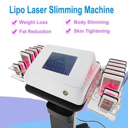 Portable Lipolaser Machine Weight Loss Diode Laser Slimming Fat Burn Skin Tightening Salon Use 14 Pads 650nm Equipment