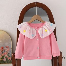 Jackets Baby Girl Cardigan Infant Autumn Sweet Princess Coat Girls Fashion Flower Button Jacket Child Trend All-match Casual Clothes