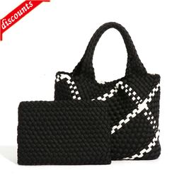 Store High Quality Design Bag Hand Woven Large Capacity Portable Shoulder Womens Casual and Versatile Fashion Mother Child Tote