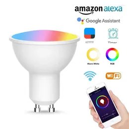 Smart Home Control Tuya Gu10 Spotlight Wifi Light Bulb For Alexa 5w RGB CW Household APP Lighting