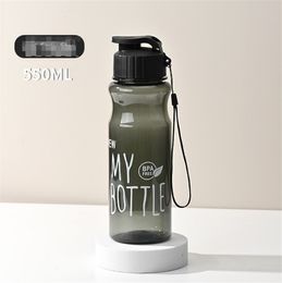 10 Colours Transparent Water Bottle Portable Sport Cup for Drinking Kitchen Tools 550ml Water Bottle For School Gym Travel Girl Boy