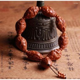 Strand Olive-Core Eight Gods Of Wealth Hand-Carved Bracelet Gift