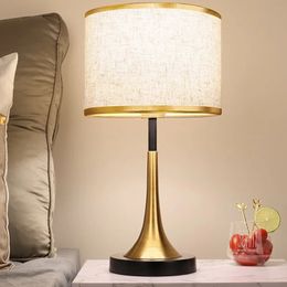 American. Trumpet Lamp Bedside Table Flax Lamps Bedroom Retro Vintage Indoor Lighting Lights 240304