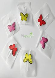 New Butterfly Tag 100pcslot 58 X 70mm Pyramid Nylon Tea Bags Disposable Nylon Tea Philtres Strings with Tag 2182179