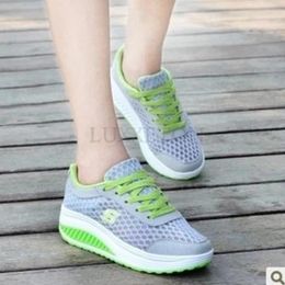 Casual Shoes Slope Heel Round Toe Shallow Mouth Rocking For Women Mesh Breathable Comfortable Soft And Loafers