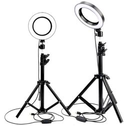 LED Ring Light Youtube Live Streaming Makeup Fill light Selfie Ring Lamp Pographic Lighting with Tripod Phone Holder USB Plug9637020