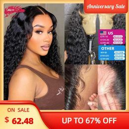 Synthetic Wigs Synthetic Wigs Ali Queen HD Lace Closure 6X6/7X7 Glueless Wig Water Wave 180 Density Indina Virgin Human Hair 13X4/13X6 Lace Frontal Wig 240329