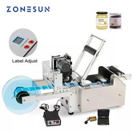 ZONESUN LT-50D Semi Automatic Labelling Machine Label Applicator Printer PET Plastic Bottle Date Coder Label Dispenser Machine