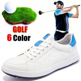 Ayakkabılar 6 renk yeni erkek golf ayakkabıları deri nefes alabilen su geçirmez olmayan olmayan eğitim ayakkabıları beyaz mavi mavi spor ayakkabıları