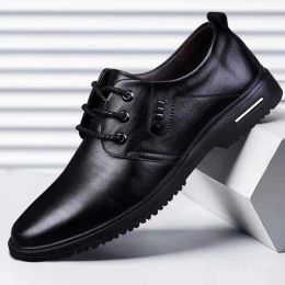 Boots Men Business Oxford Leather Shoes Breathable Formal Dress Shoes Male Office Wedding Flats Rubber Footwear Mocassin Homme