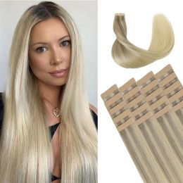 Extensions Tape In Human Hair Extensions Black Women Skin Weft Extension Straight Seamless Adhesive Glue For Salon High Quality 20pcs/50g