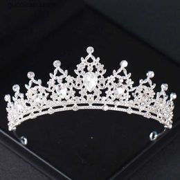 Tiaras Wedding Hair Accessories Headpieces Head Jewelry Wedding Hair Tiara Crystal Bridal Tiara Crown Silver Color Diadem Veil Tiaras Y0319