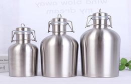 2L 64oz Hip Flask stainless steel Beer Growler with Flip Top Big capacity 2 Litre beer bottle with swing top 2L single wall beer b2664346