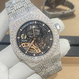 Factory Outlet High-end Luxury Bling Vvs Moissanite Hip Hop Full Iced Out Stainlwatchess Steel Mechanical Watch
