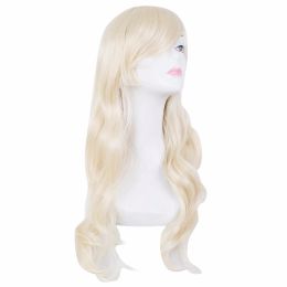 Wigs Blonde Wig FeiShow Synthetic Heat Resistant Oblique Bangs Long Wavy Hair Carnival Party Halloween Costume Cosplay Hairpiece