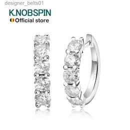 Stud KNOBSPIN D Color Moissanite Loop Earring 925 Sterling Sliver Plated with 18k White Gold Earring for Women Sparkling Fine JewelryC24319