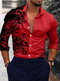 Mens Shirts Fashion Luxury Leisure Outdoor Sports Mens Red Soft Comfortable High Quality Fabric Classic Plus Size Top 240319