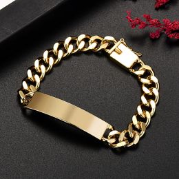 Men Fashion Figaro Chain 14K Gold Bracelets for Man Women Cuban Chain Bracelets Original Hip-hop Party Jewellery Accessories