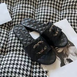 Domande Summer Slides Slipies Slifors Designer Brand Sandals Tacco piatto Versatile in pelle versatile Comfort casual Flip Flop size 3.7 03