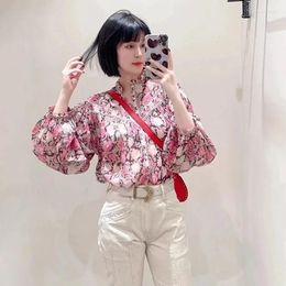 Women's Blouses 2024 Spring And Summer Fashion Fine Round Neck Retro Floral Print Puff Sleeve Ladies Shirt