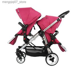 Strollers# Foldable Twins Baby Carriage Stroller Twin Can Sit and Lie Double Stroller Shock Absorber Second high view Child Stroller L240319