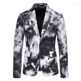 Men's Suits Fashion Gentleman Blazers Men Arrival One Button Printed Suit Jacket Casual Coat Prom Concert Stage Party Nightclub