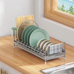 Kitchen Storage Stainless Steel Dish Drying Rack Counter Plates Bowls Organizer Sink Stand Shelf For Cup Tableware Mug Drainer