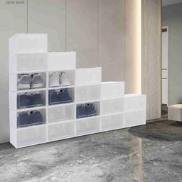 Storage Holders Racks 20 piece shoe box set with foldable storage plastic transparent home Organiser rack stacking shoe box storage -33 x 23 x 14 cm Y240319