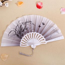 Decorative Figurines 1PC Vintage Floral Silk Folding Fan Chinese Japanese Plastic Dance Fans With Tassel Art Craft Gift Home Decor