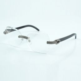 micropaved diamond and cut transparent lens 8300817 natural black or white buffalo horn leg size 60-18-140 mm