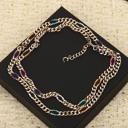 2024 Luxury quality charm long chain pendant necklace with colorful design enamel in 18k gold plated have stamp box PS3211B