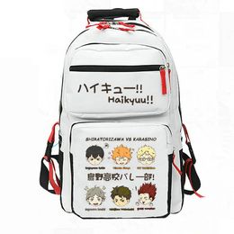 Haikyuu backpack Volleyball daypack Karasuno Shoyo Hinata school bag Cartoon Print rucksack Casual schoolbag White Black day pack