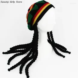 Berets Hair Braid Bonnet Skullies Jamaican Fashion Wool Wig Hat Winter Hip Hop Beanies Caps Unisex Street Fake Hats Party