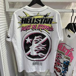 HellstarT Shirt Hell Star Explosion News Street Trend High Quality Short sleeved T-shirt for Men and Women