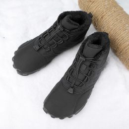 Shoes 1 Pair Unisex Hightop Barefoot Shoes Winter Men Women Padded and Waterproof Running Shoes NonSlip Breathable for Outdoor Walk