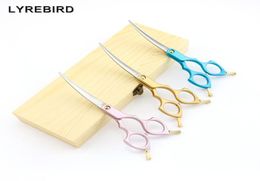 Lyrebird TOP CLASS pet Cosmetic Scissors 6 Inch Curved Scissors Pink Golden or Blue Handle Japan 440C High quality NEW9544896