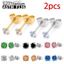 Stud 20G G23 Titanium stud Earring for women fashion crystal small earrings 3MM 4MM 5MM F136 Piercing JewelryC24319