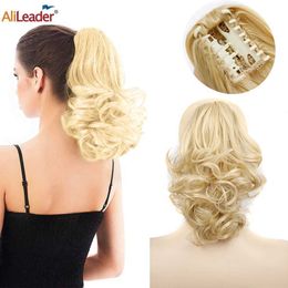 Synthetic Wigs Synthetic Wigs Updo Short Curly Synthetic Ponytail Clip Claw Jaw Clip Gorgeous Wavy Ponytail Hairstyle Clip Grab Wavy Pony Tail 240328 240327