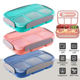 1300ML Microwave Lunch Box Bento Box Spoon Dinnerware Portable Food Storage Container for Children Kids School Adults Office 240304