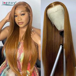 Synthetic Wigs Human Chignons 13X6 Colored Straight Lace Front Human Hair Wigs Ginger Blonde 13X4 Hd Lace Frontal Wig Prepluck 34 Inch Burgundy Lace Front Wig 240329