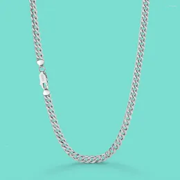 Chains Fashion 3-4MM Cuban Chain Necklace Men 925 Sterling Silver Long For Jewellery Gift Collar Hombres Hip Hop