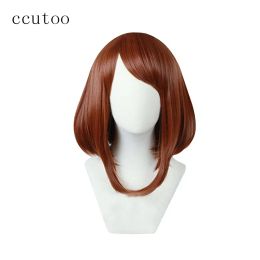 Wigs ccutoo My Hero Academia Boku no Hiro Akademia Uraraka Ochako Synthetic Short Brown Bobo Heat Resistant Cosplay Hair Wig