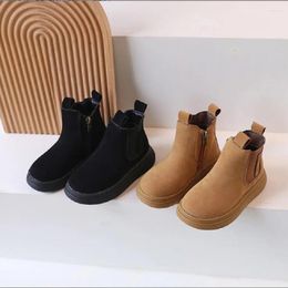 Boots Children's Little Yellow 2024 Autumn/Winter Korean Edition Solid Colour Girls' Fashion Horse Boys' Single Boot