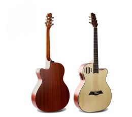 Guitar Full Handmade Wooden Electric Acoustic Guitar, Silent Style, 6 Strings Plywood Folk Guitar, High Quality,40Inch, Essencial Colour