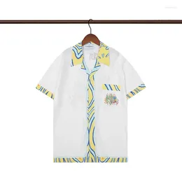 Men's Casual Shirts Shirt Cartoon 2024 Polyester Thin Oversize Button Men Women Lapel Collar TEE Short Sleeve