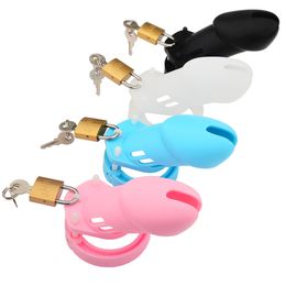 Silicone Cock Lock Male Chastity Device Cock Cage With 4 Penis Cock Ring Devices Sex Toy For Men Adult Goods,Small/Large 2 Specifications